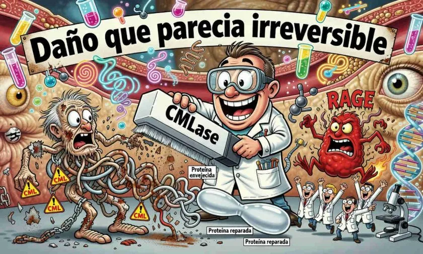 CMLase: la enzima diseñada para revertir el envejecimiento químico de las proteínas
