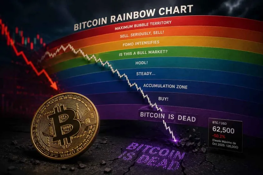 Bitcoin cae por debajo del “Rainbow Chart” por primera vez desde 2022