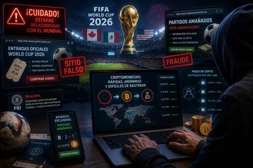 Estafadores aprovechan Mundial de Fútbol 2026 para lanzar fraudes con criptomonedas, alerta TRM Labs