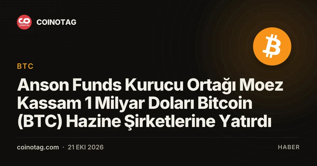 Moez Kassam fonunun son 18 ayda bitcoin hazine şirketlerine 1 milyar dolar yatırdığını duyurdu