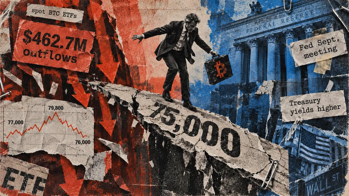 Bitcoin ETFs face $463 million in outflows as Fed raises BTC risk to $75,000