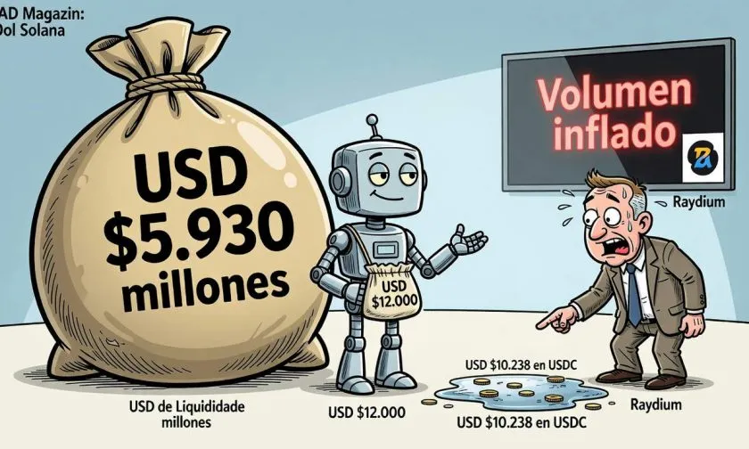 Una billetera en Solana generó USD $1.400 millones en volumen en Raydium con USD $12.000