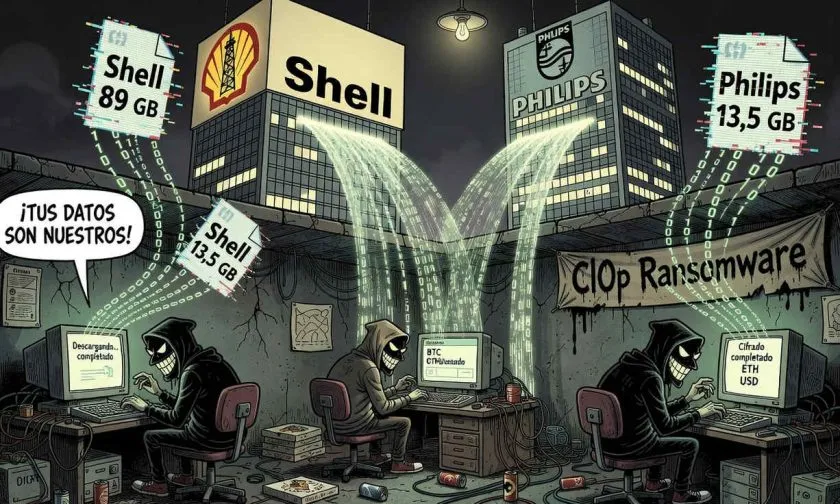 Cl0p ataca a Philips y Shell, robando más de 100 GB de datos