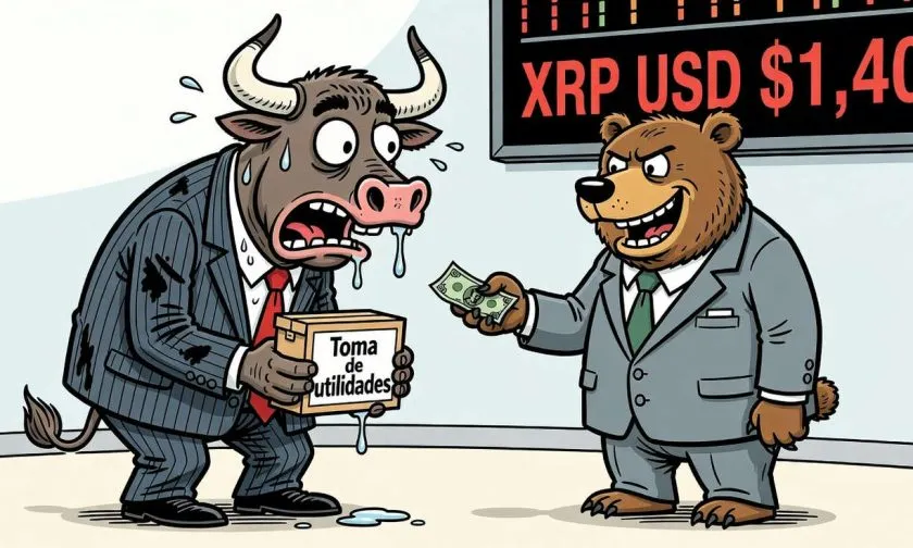 XRP se mantiene cerca de USD $1,40 tras rally de más del 40% en agosto
