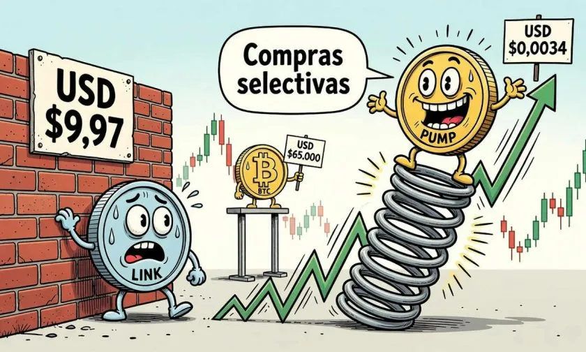 LINK y PUMP muestran avances significativos mientras Bitcoin se estabiliza en $65,000