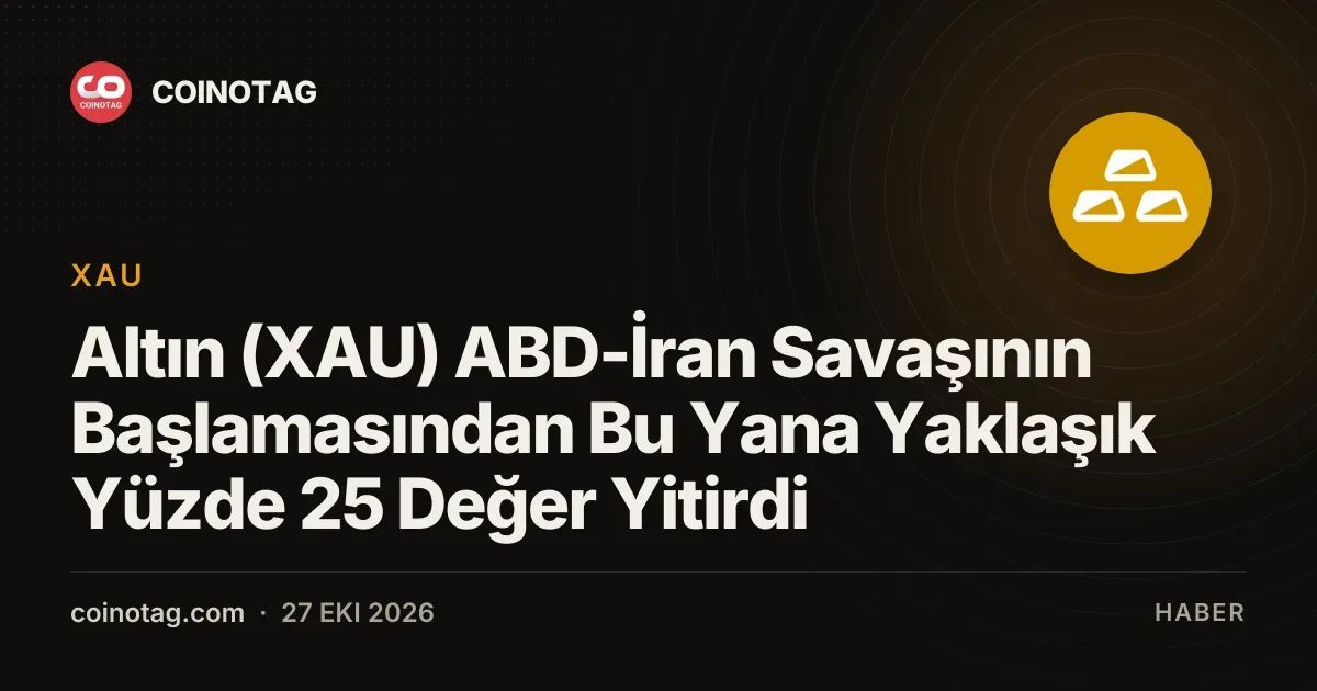 Altın (XAU) ABD-İran Savaşının Başlamasından Bu Yana Yaklaşık Yüzde 25 Değer Yitirdi