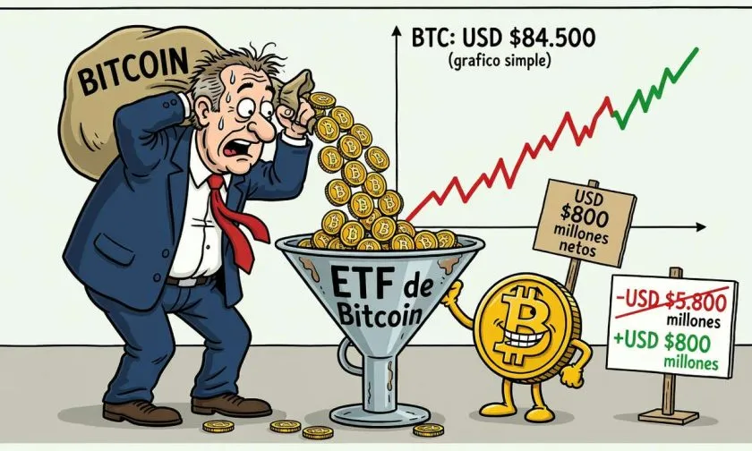Los ETF de Bitcoin revierten el déficit anual y registran entradas netas por USD $800 millones