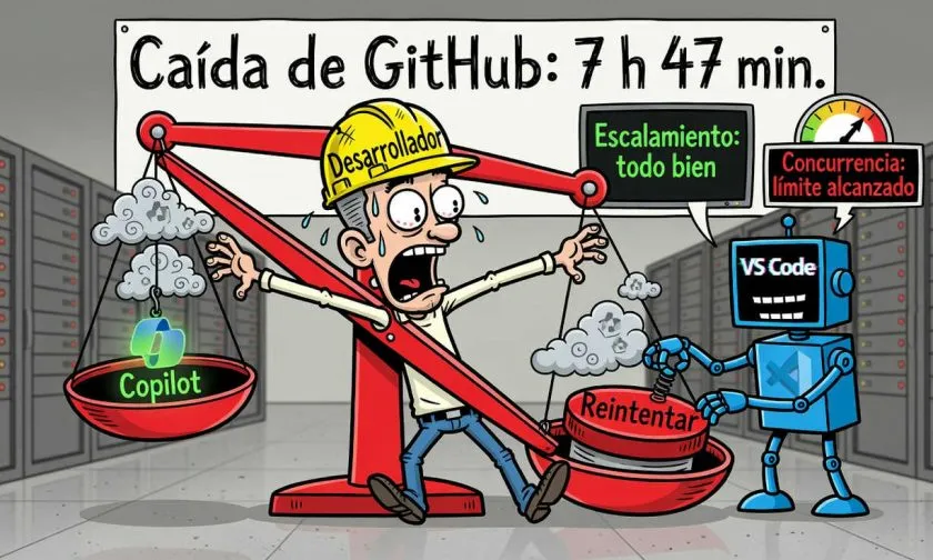 GitHub atribuye interrupción de casi ocho horas a fallo de escalamiento y reintentos de VS Code