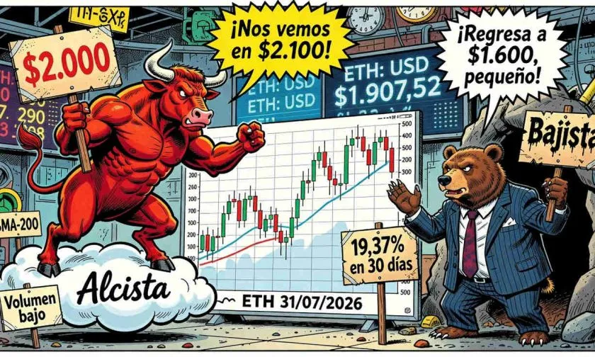 ETH muestra signos de vida pese al dominio bajista en julio de 2026