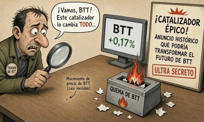 El volumen de BTT cae por debajo de la media mientras el mercado aguarda