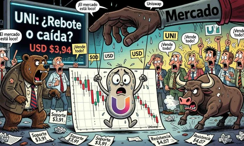Uniswap (UNI) se mantiene por encima de la SMA-30 a USD $3,94 tras caída leve