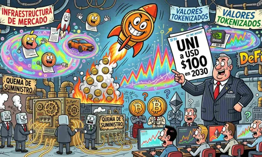 Uniswap sube 20% tras proyección de Standard Chartered que apunta a USD $100 para 2030