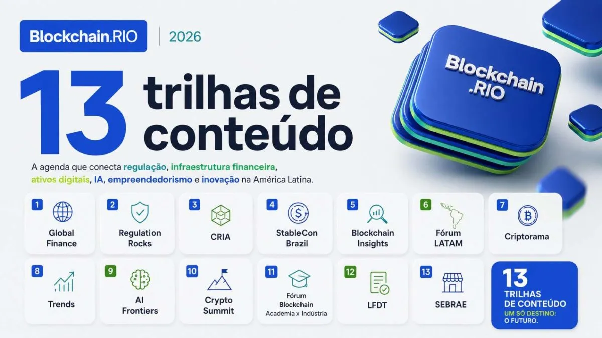Blockchain.RIO terá 13 trilhas de conteúdo para discutir a próxima infraestrutura financeira digital da América Latina