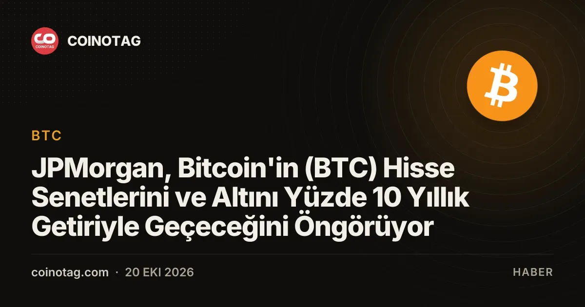 JPMorgan, Bitcoin'in (BTC) Hisse Senetlerini ve Altını Yüzde 10 Yıllık Getiriyle Geçeceğini Öngörüyor