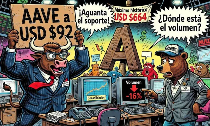 AAVE consolida el 2 de agosto de 2026 entre USD $90,85 y USD $92,36 con volumen reducido