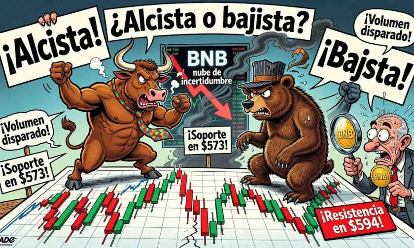 BNB se mantiene en $592 mientras su volumen diario aumenta un 34%