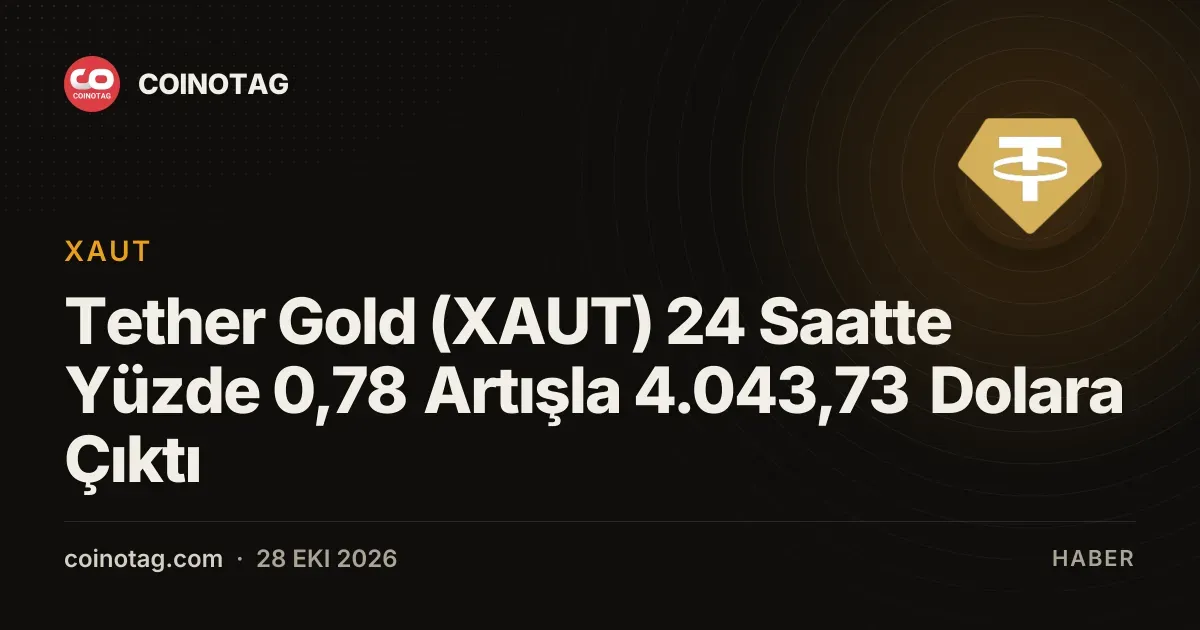 Tether Gold (XAUT) 24 Saatte Yüzde 0,78 Artışla 4.043,73 Dolara Çıktı