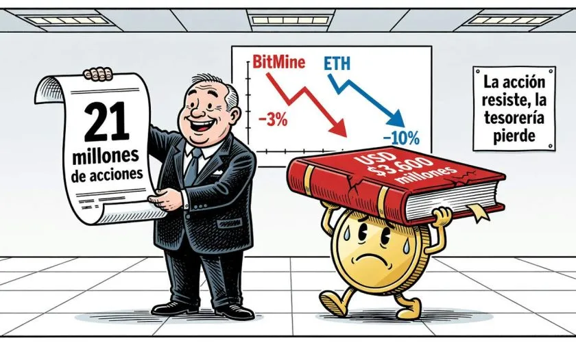 BitMine ha caído menos que Ethereum en 2026, pero aún pierde USD $3.600 millones