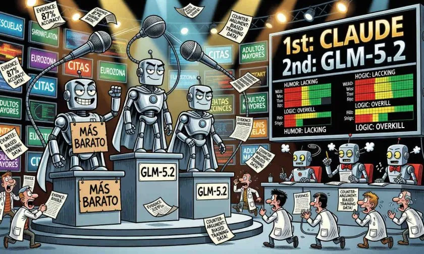 GLM-5.2 sube al segundo lugar en LLM Debate Benchmark detrás de Claude