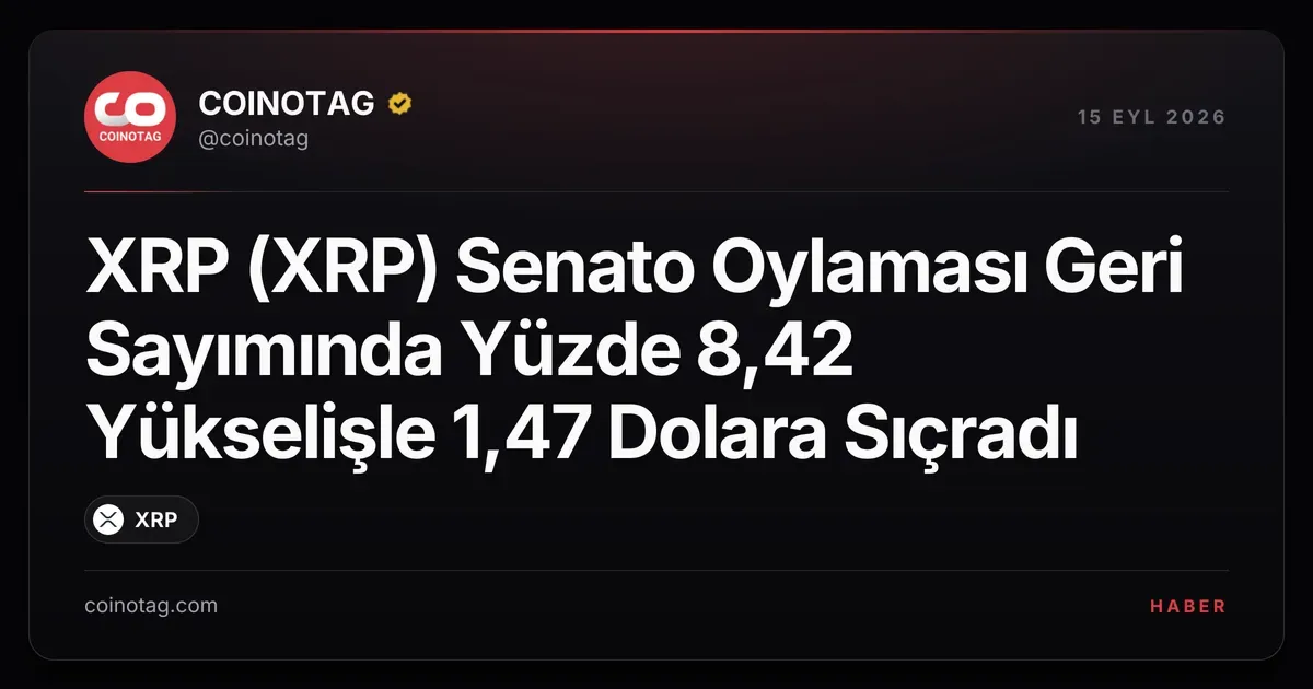 XRP, Senato oylaması öncesinde yüzde 8,42 artışla 1,47 dolara ulaştı