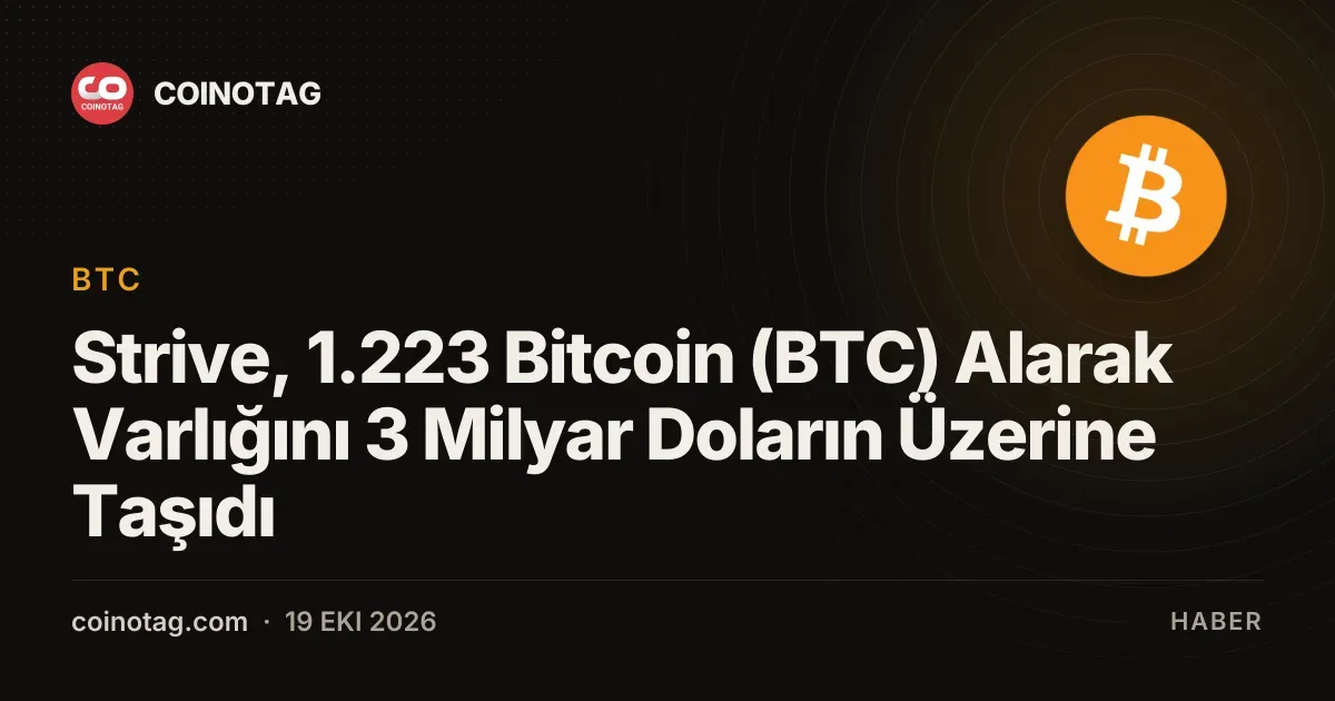 Strive, 1.223 Bitcoin (BTC) Alarak Varlığını 3 Milyar Doların Üzerine Taşıdı