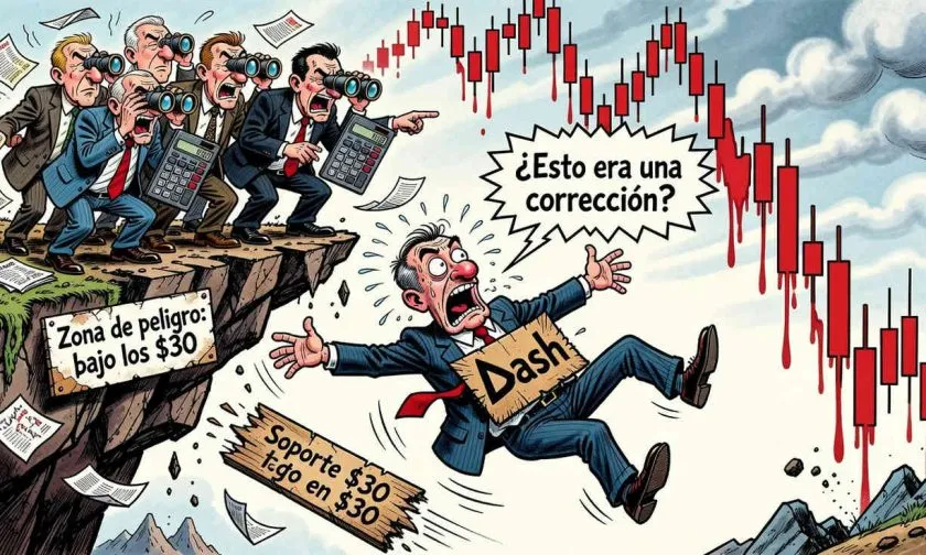 Dash pierde 2,21% y rompe soporte, cotizando a USD $30,53 tras máximos históricos