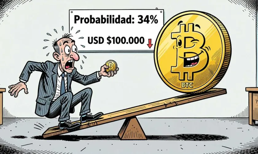¿Bitcoin a USD $100.000 en 2026? Usuarios de Kalshi reducen la probabilidad al 34%