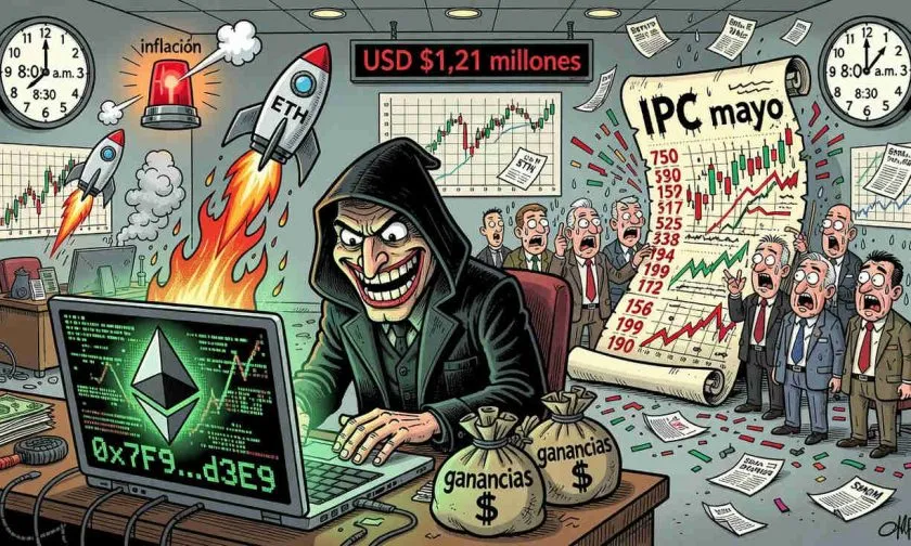 Trader anónimo gana USD $1,21 millones con Ethereum antes del dato del IPC en EEUU