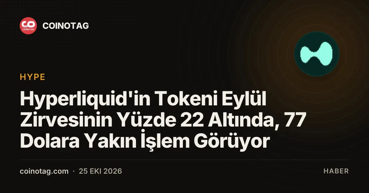 Hyperliquid'in Tokeni Eylül Zirvesinin Yüzde 22 Altında, 77 Dolara Yakın İşlem Görüyor