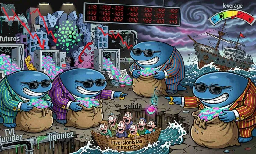 Ballenas de Cardano compran ADA mientras colapsa el ecosistema y crece la sospecha