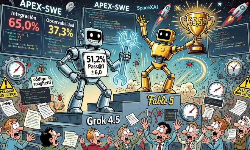 Grok 4.5 alcanza el segundo lugar en APEX-SWE con 51,2% de Pass@1