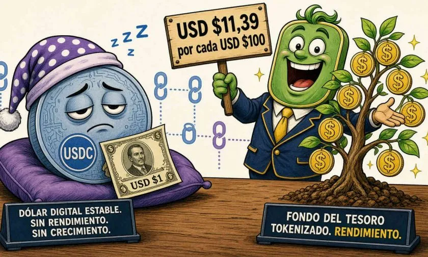 Los fondos tokenizados ya suman USD $11,39 por cada USD $100 en stablecoins