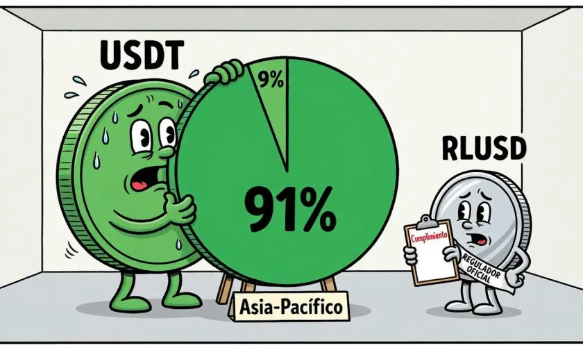 USDT pierde cuota de mercado en Asia-Pacífico pero sigue dominando con 91% en pagos