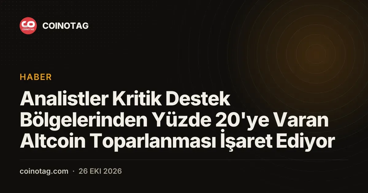 Analistler Kritik Destek Bölgelerinden Yüzde 20'ye Varan Altcoin Toparlanması İşaret Ediyor