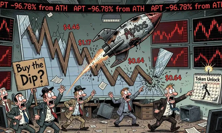 Aptos ($APT) se desploma un 5.72% y pierde el soporte de los $0.64 ante ventas masivas