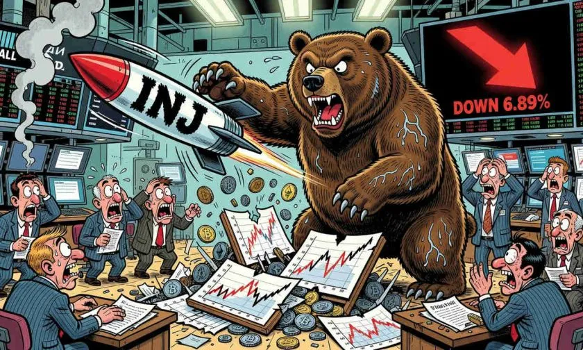 INJ se desploma un 6,89% y pone a prueba el soporte clave de USD $5,00
