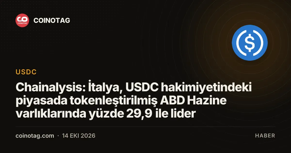 Chainalysis: İtalya, USDC hakimiyetindeki piyasada tokenleştirilmiş ABD Hazine varlıklarında yüzde 29,9 ile lider