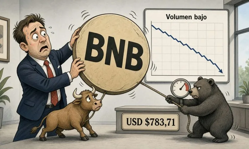 BNB enfrenta retroceso y prueba de soportes tras cotizar a $783,71