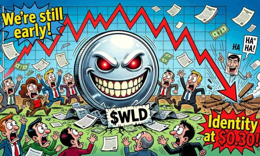 WLD se derrumba 39% en dos semanas y pone a prueba soporte clave