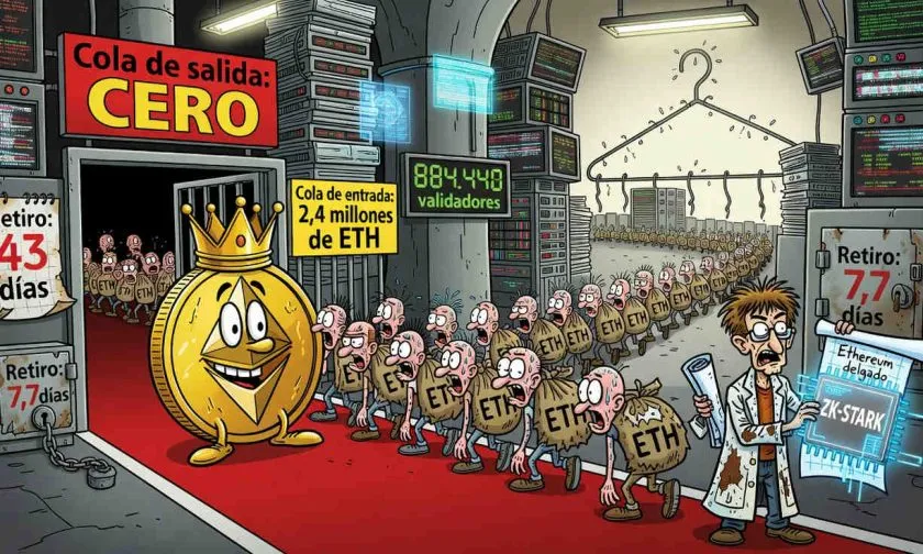 Ethereum: salida de stakers se detiene mientras crece la cola de entrada con 2,4M ETH