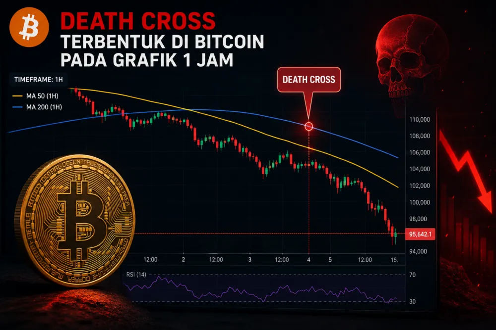 Death Cross Terbentuk di Bitcoin pada Grafik 1 Jam