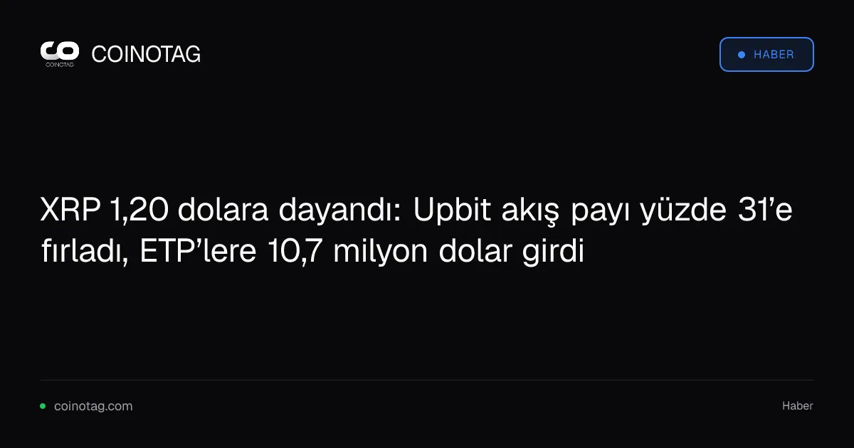 XRP 1,20 dolara dayandı: Upbit akış payı yüzde 31’e fırladı, ETP’lere 10,7 milyon dolar girdi