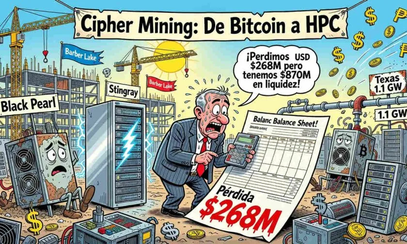 Cipher Mining amplía pérdidas netas a $268 millones mientras avanza hacia HPC