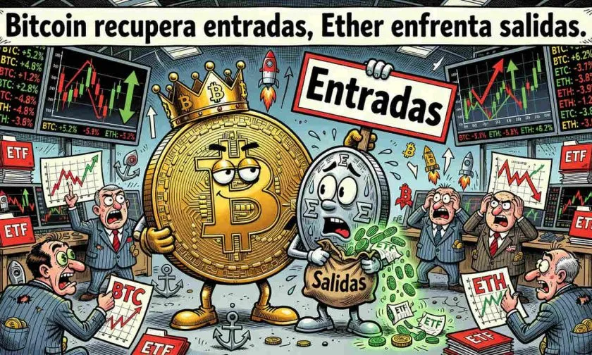Bitcoin recupera entradas en ETF mientras los fondos de Ether enfrentan salidas