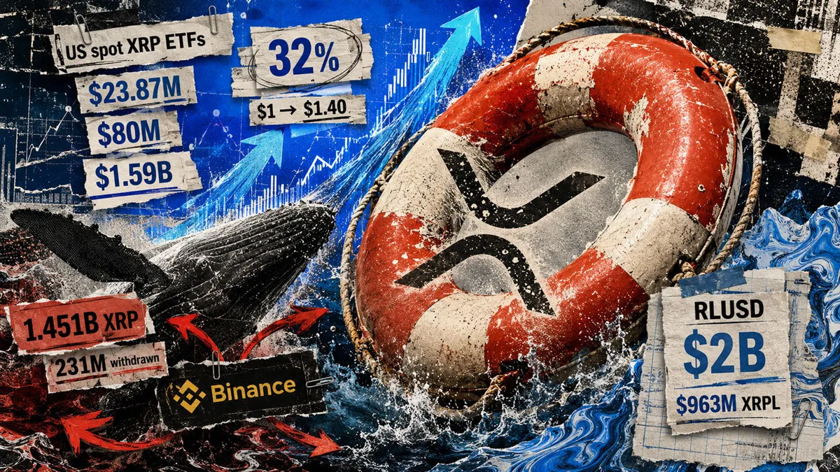 XRP surges 32% to $1.40 as ETF investments increase and whale activity shifts