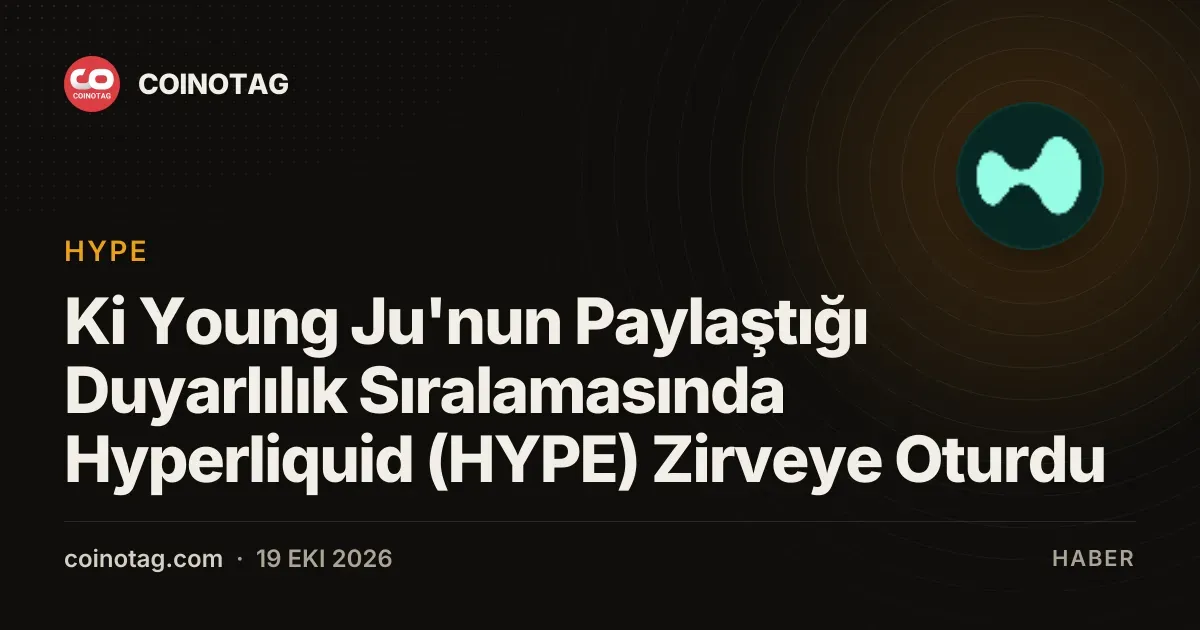 Ki Young Ju'nun Paylaştığı Duyarlılık Sıralamasında Hyperliquid (HYPE) Zirveye Oturdu