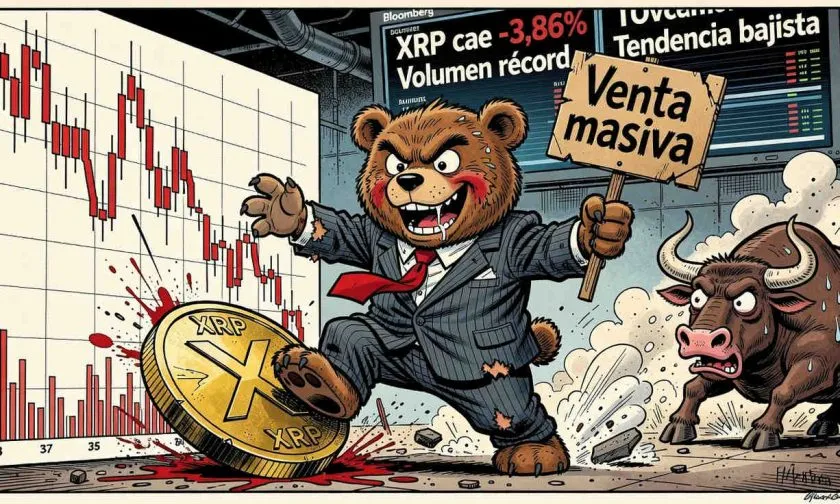 XRP se desploma un 3,86% en medio de una ola de ventas y volumen récord