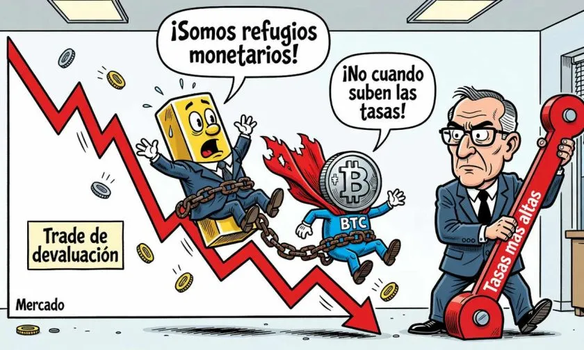 Bitcoin y oro caen mientras la Fed endurece su mensaje sobre tasas