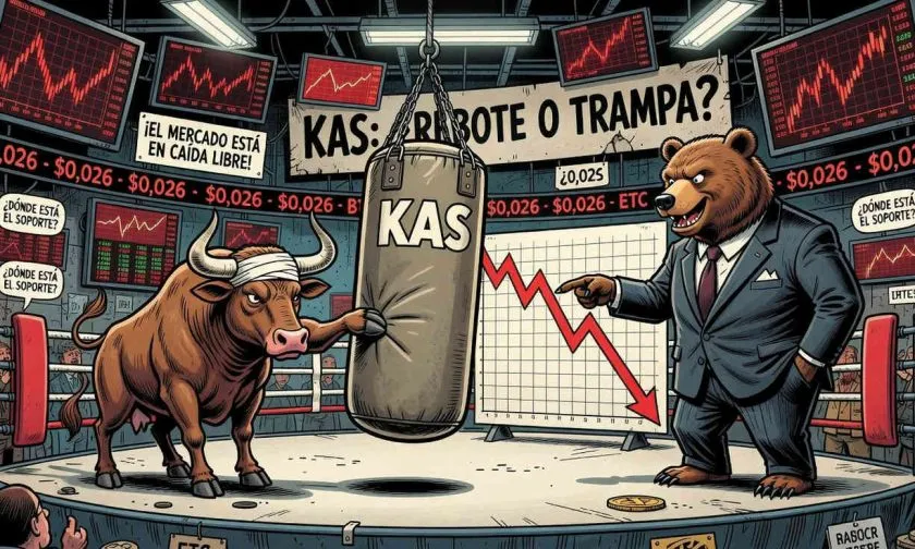 Kaspa (KAS) rebota 1,95% sin respaldo volumétrico y con tendencia bajista