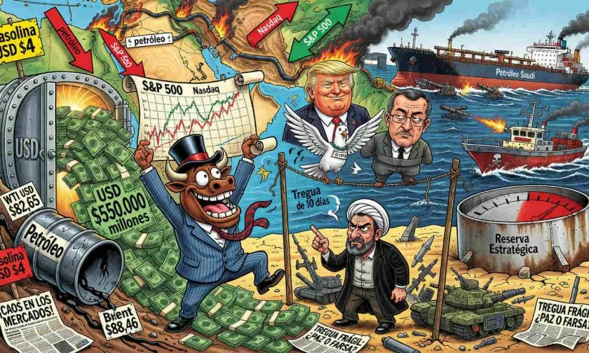 Tregua entre EE. UU. e Irán impulsa USD $550.000 millones en acciones y hunde al petróleo
